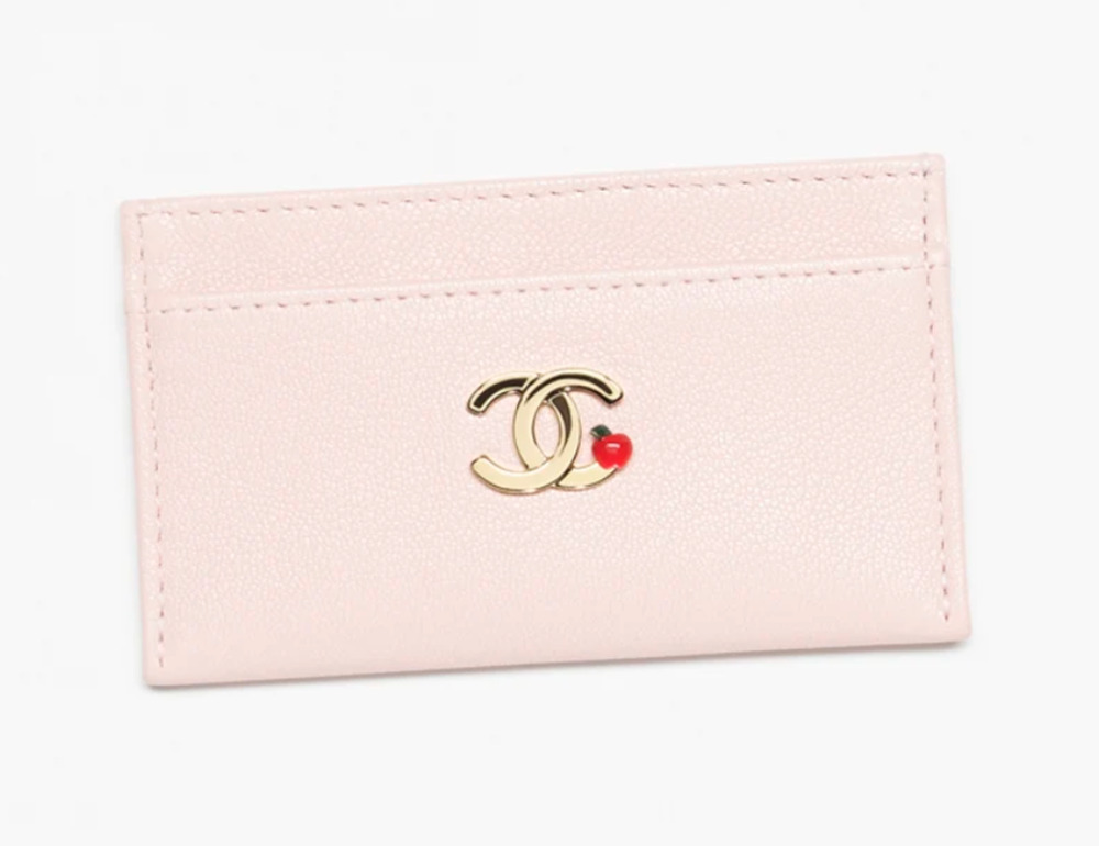 Chanel 26A Blazy Light Pink Leather Gold CC Logo Apple Credit Card Holder Wallet